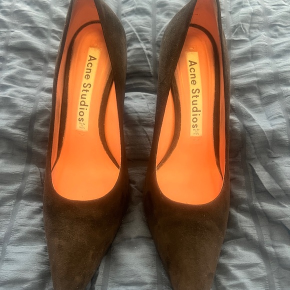 Acme Studios Black Suede High Heels with Storage Bag - Picture 2 of 7